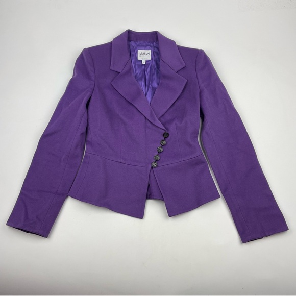 Vintage Armani Collezioni Deep Purple Double Breasted Blazer/Suit Jacket Size 2 - Picture 1 of 8